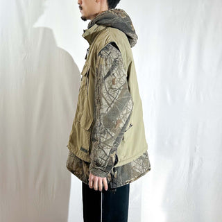 00's OLDNAVY カーキ 裏フリース オーバーサイズ シェル ベスト