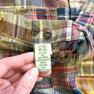 00's ORVIS インドマドラス チェック パッチワーク 猫目ボタン ボタンダウン S/Sシャツ