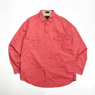 90's～ Eddie Bauer "rufton twill" ガチャポケ L/Sシャツ (サーモンピンク)