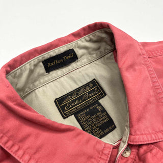 90's～ Eddie Bauer "rufton twill" ガチャポケ L/Sシャツ (サーモンピンク)