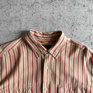 90's～ Timberland マルチストライプ コットン L/S シャツ