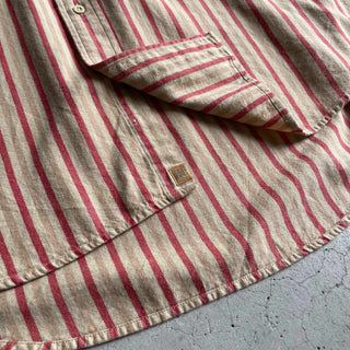 90's～ Timberland マルチストライプ コットン L/S シャツ