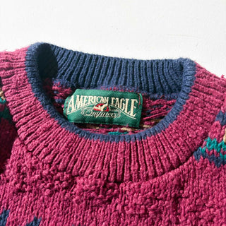 90's AMERICAN EAGLE ネイティブ ボーダー コットン ニット セーター