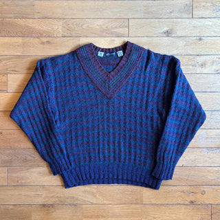 ～90's AUSTIN REED デザイン ウール Vネック チルデン ニット セーター