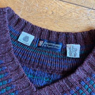 ～90's AUSTIN REED デザイン ウール Vネック チルデン ニット セーター