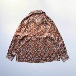 90's Anna and Frank シルク 総柄 開襟 L/S シャツ
