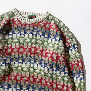 90's BOSTON TRADER 総柄 コットン ニット セーター