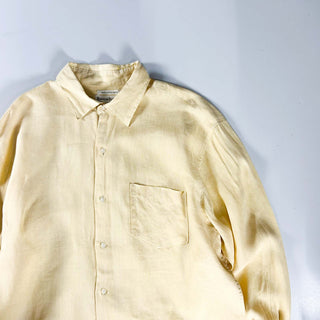 90's Banana Republic アイリッシュリネン レギュラーカラー L/Sシャツ