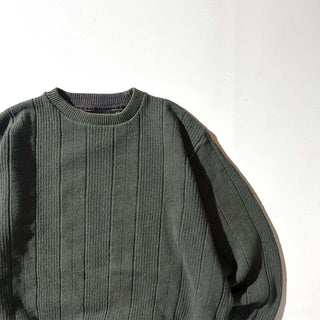 90's Bill BLASS コットン×アクリル メランジ ニット セーター(オリーブ)