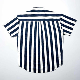 90's CHAPS Ralph Lauren 太ストライプ コットン×リネン S/Sシャツ