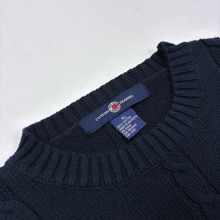90's COTTON TRADERS コットン ケーブル ボーダー ニット セーター