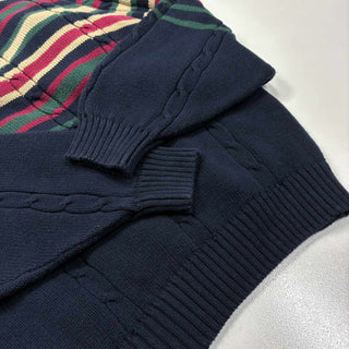 90's COTTON TRADERS コットン ケーブル ボーダー ニット セーター