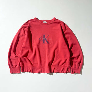 90's Calvin Klein プリントロゴ ボロ スウェットシャツ