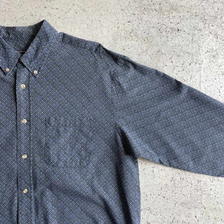 90's～ DAVID TAYLOR コットン 総柄 デザイン L/S シャツ