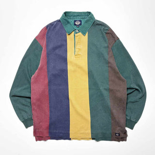 90's DOCKERS  L/S マルチカラー ストライプ ポロシャツ
