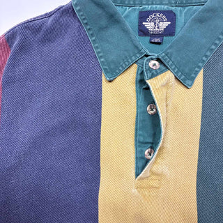 90's DOCKERS  L/S マルチカラー ストライプ ポロシャツ
