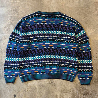 90's ETCHINGS 3D 総柄 ラミー×コットン ニット カーディガン