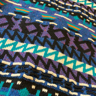 90's ETCHINGS 3D 総柄 ラミー×コットン ニット カーディガン