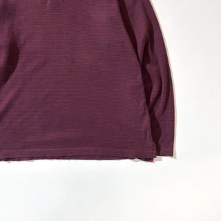 90's Eddie Bauer ワインレッド 千鳥格子 L/S ニットポロシャツ