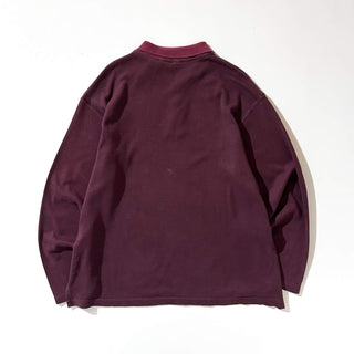 90's Eddie Bauer ワインレッド 千鳥格子 L/S ニットポロシャツ