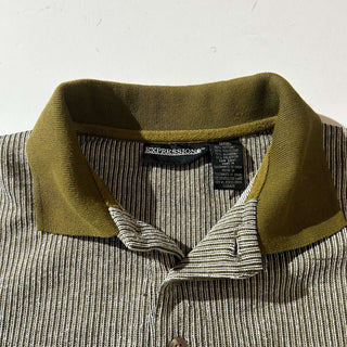 90's Expressions 襟切替 ストライプ L/S ポロシャツ