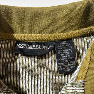 90's Expressions 襟切替 ストライプ L/S ポロシャツ