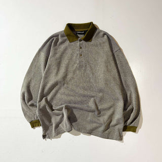 90's Expressions 襟切替 ストライプ L/S ポロシャツ