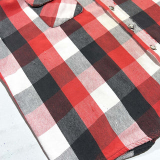 90's FIVE BROTHER ブロック チェック L/S ネルシャツ(レッド×ブラック×ホワイト)