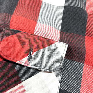 90's FIVE BROTHER ブロック チェック L/S ネルシャツ(レッド×ブラック×ホワイト)