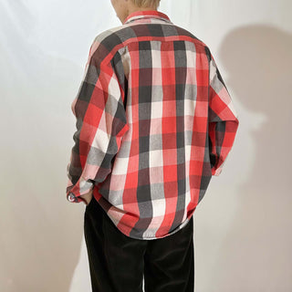 90's FIVE BROTHER ブロック チェック L/S ネルシャツ(レッド×ブラック×ホワイト)