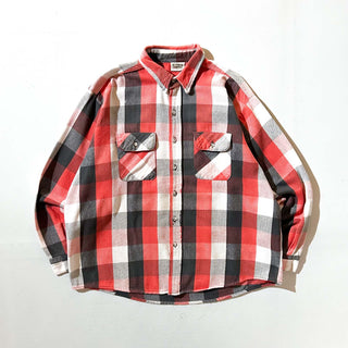 90's FIVE BROTHER ブロック チェック L/S ネルシャツ(レッド×ブラック×ホワイト)