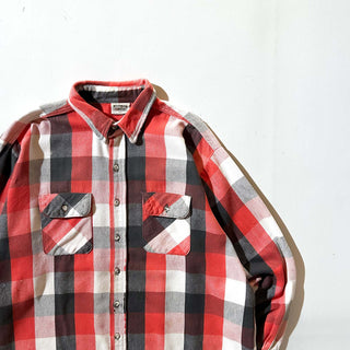 90's FIVE BROTHER ブロック チェック L/S ネルシャツ(レッド×ブラック×ホワイト)