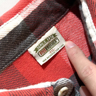 90's FIVE BROTHER ブロック チェック L/S ネルシャツ(レッド×ブラック×ホワイト)