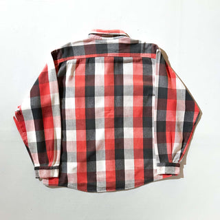 90's FIVE BROTHER ブロック チェック L/S ネルシャツ(レッド×ブラック×ホワイト)