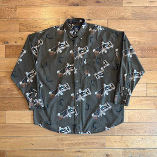 90's GANT 総柄 コットン ボタンダウン L/S シャツ
