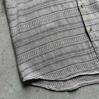 90's GUESS JEANS リネン×レーヨン ボーダー 織柄 S/Sシャツ