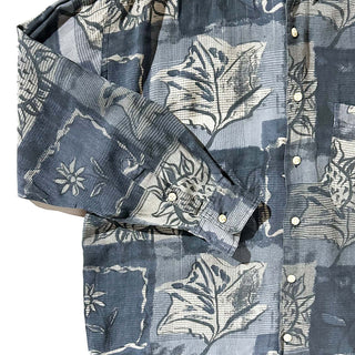 90's Goouch シルク×リネン レギュラーカラー 総柄 L/Sシャツ