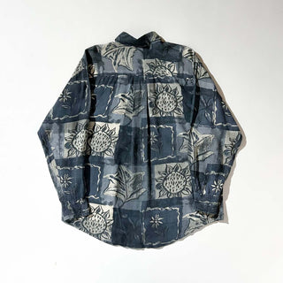 90's Goouch シルク×リネン レギュラーカラー 総柄 L/Sシャツ