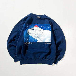 90's HANES "WILL BULLAS " ポーラーベア アニマル プリント スウェット シャツ