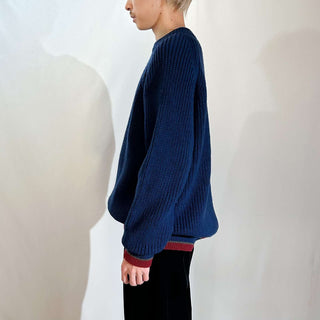 80's HARRY ROSEN ピュアバージンウール リブ編み ニット セーター