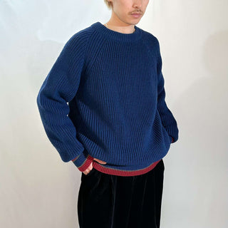 80's HARRY ROSEN ピュアバージンウール リブ編み ニット セーター