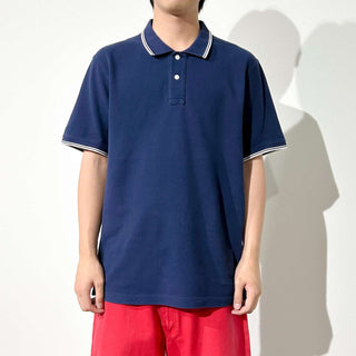 90's J.CREW リブライン ソリッド ポロシャツ