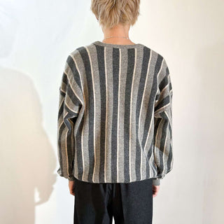 90's JOS.A.BANK ラムウール マルチストライプ Vネック ニット セーター