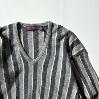 90's JOS.A.BANK ラムウール マルチストライプ Vネック ニット セーター