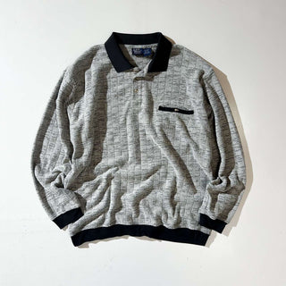 90's John Blair レーヨン混 パイル地 L/S ポロシャツ