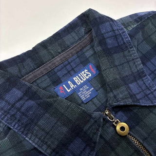 90's L.A.BLUES ブラックウォッチ フルジップ コーデュロイ シャツ ジャケット