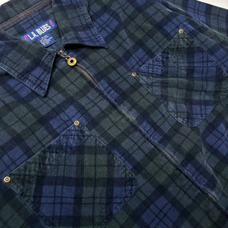 90's L.A.BLUES ブラックウォッチ フルジップ コーデュロイ シャツ ジャケット