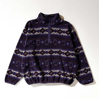 90's L.L.Bean 総柄 スナップTタイプ フリース プルオーバー