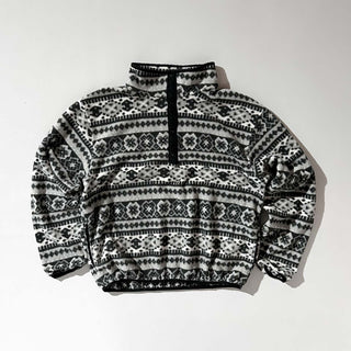 90's L.L.Bean ノルディック調 総柄 スナップTタイプ フリース プルオーバー