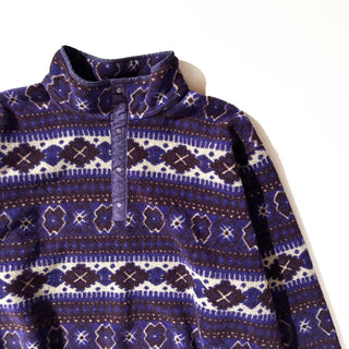 90's L.L.Bean 総柄 スナップTタイプ フリース プルオーバー